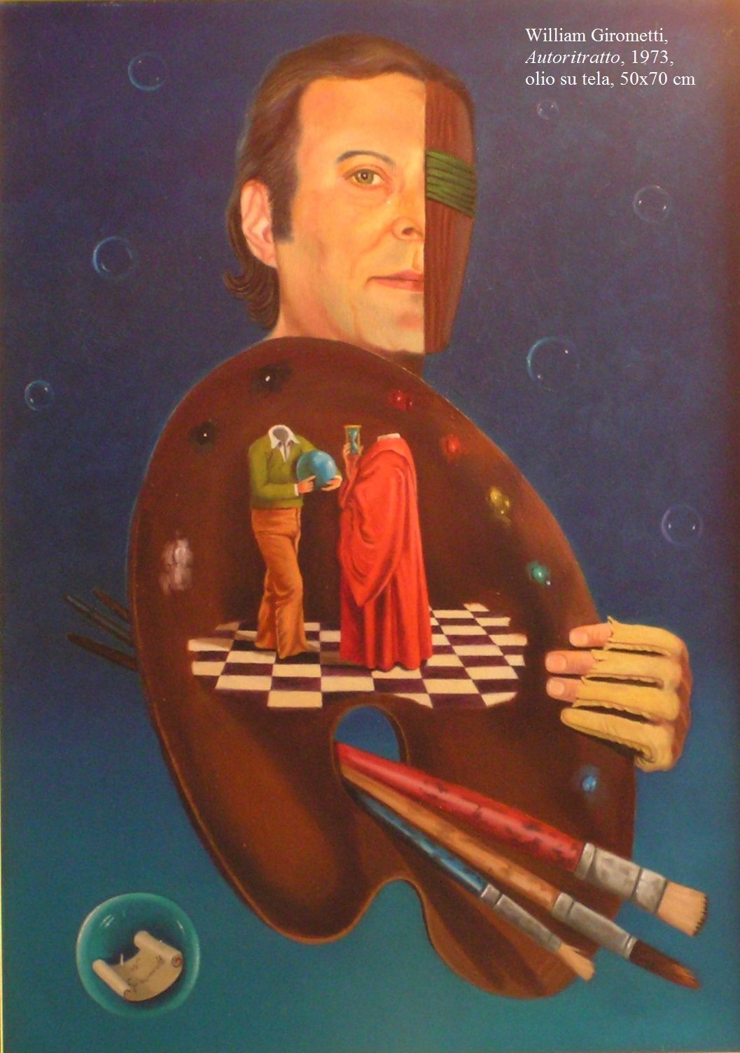 William Girometti, Autoritratto, 1973, olio su tela, cm. 50x70